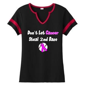 Don't Let Cancer Steal Second Base Ladies Halftime Notch Neck Tee