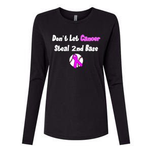 Don't Let Cancer Steal Second Base Womens Cotton Relaxed Long Sleeve T-Shirt