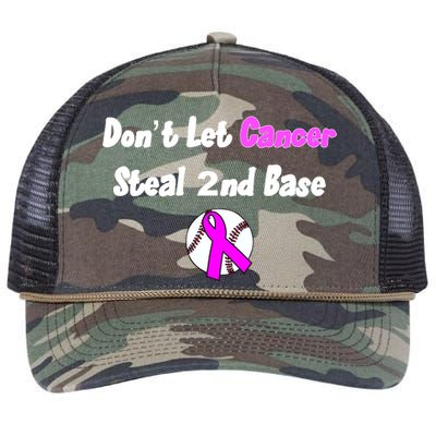 Don't Let Cancer Steal Second Base Retro Rope Trucker Hat Cap