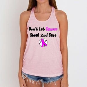 Don't Let Cancer Steal Second Base Women's Knotted Racerback Tank