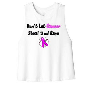 Don't Let Cancer Steal Second Base Women's Racerback Cropped Tank