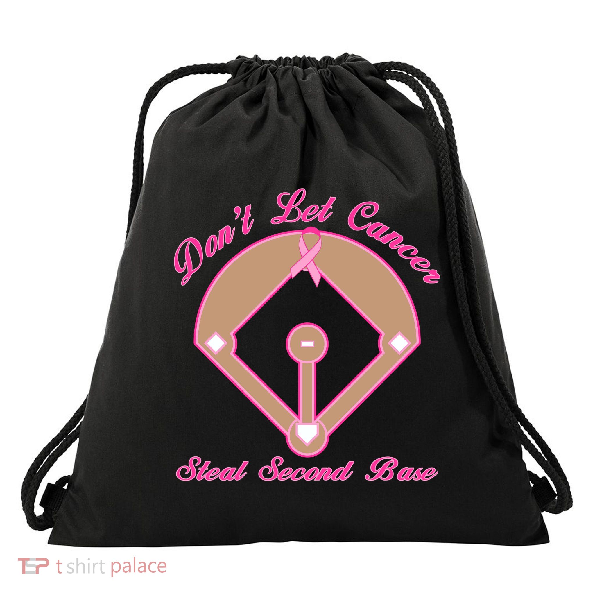 Don't Let Cancer Steal Second Base Diamond Drawstring Bag