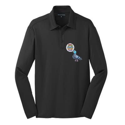 Don't Let the Pigeon Get Too Close Social Distancing Silk Touch Performance Long Sleeve Polo