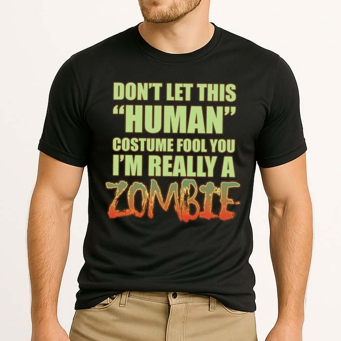 Don't Let This Human Costume Fool You I'm Really A Zombie Cooling Performance Crew T-Shirt