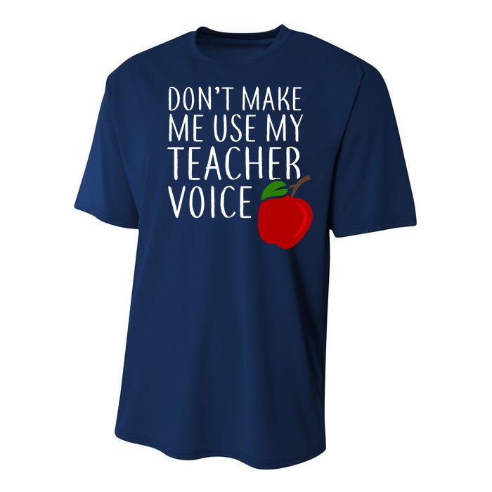 Don't Make Me Use My Teacher Voice Apple Youth Performance Sprint T-Shirt