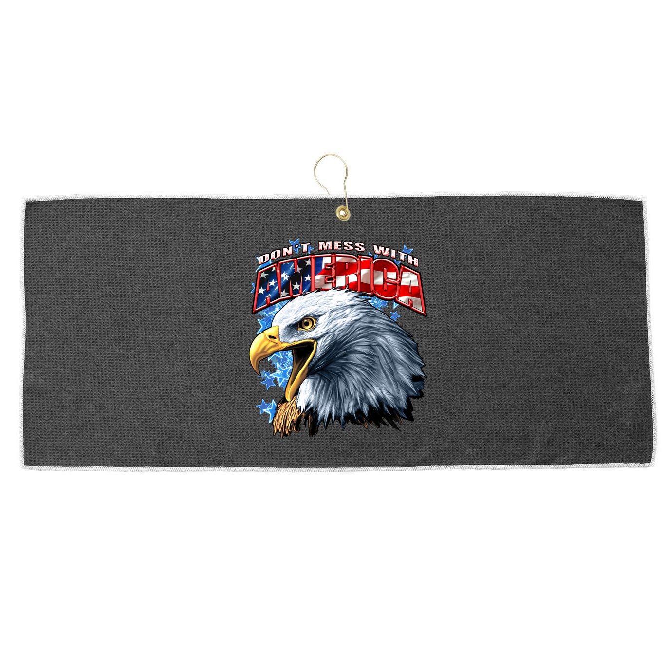 Don't Mess With America Large Microfiber Waffle Golf Towel