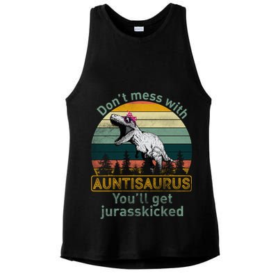 Don't Mess WIth Auntisaurus Ladies PosiCharge Tri-Blend Wicking Tank