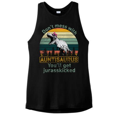 Don't Mess WIth Auntisaurus Ladies PosiCharge Tri-Blend Wicking Tank