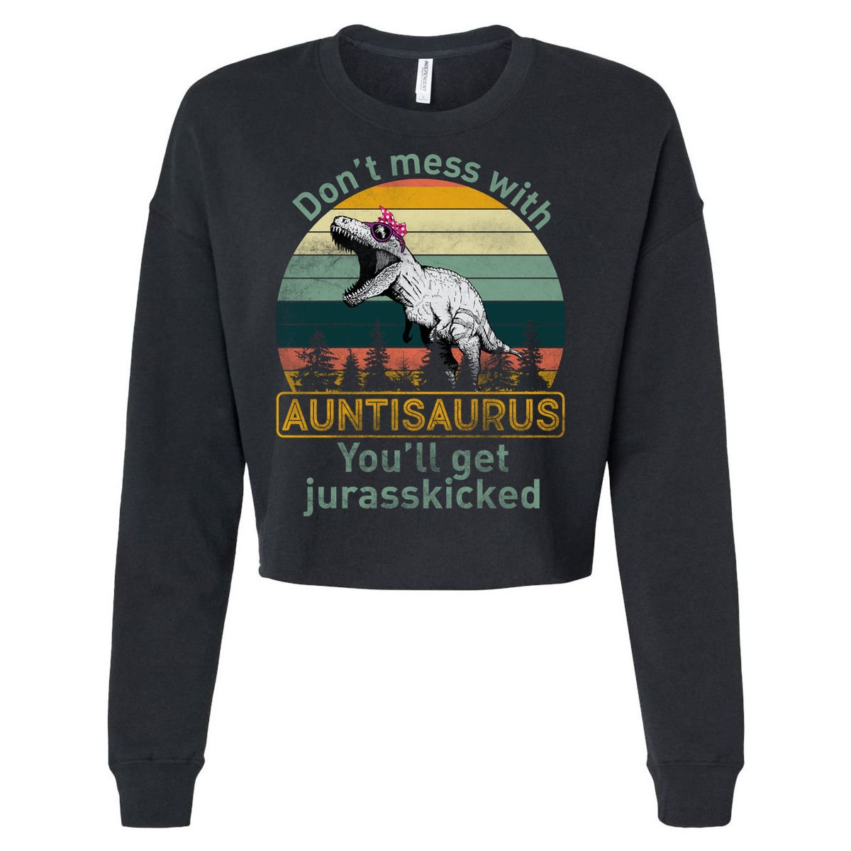 Don't Mess WIth Auntisaurus Cropped Pullover Crew