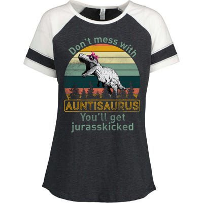 Don't Mess WIth Auntisaurus Enza Ladies Jersey Colorblock Tee