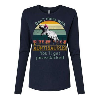 Don't Mess WIth Auntisaurus Womens Cotton Relaxed Long Sleeve T-Shirt