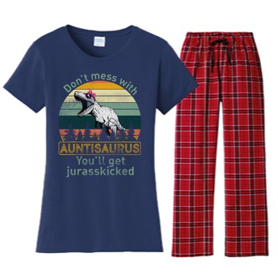 Don't Mess WIth Auntisaurus Women's Flannel Pajama Set