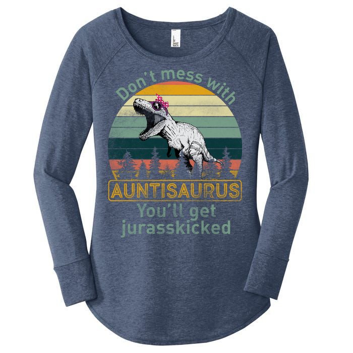 Don't Mess WIth Auntisaurus Women's Perfect Tri Tunic Long Sleeve Shirt