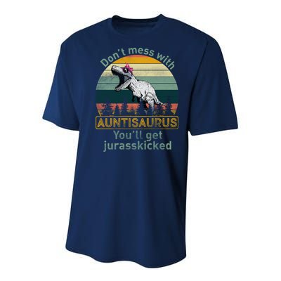 Don't Mess WIth Auntisaurus Youth Performance Sprint T-Shirt