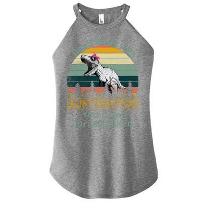 Don't Mess WIth Auntisaurus Women's Perfect Tri Rocker Tank