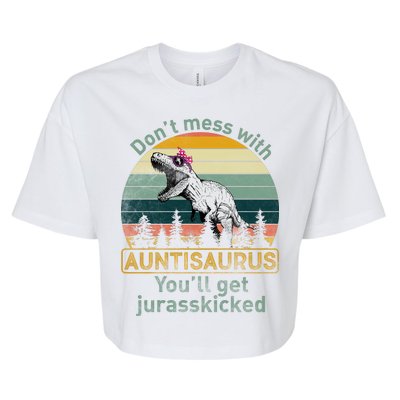 Don't Mess WIth Auntisaurus Bella+Canvas Jersey Crop Tee