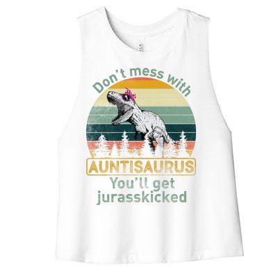 Don't Mess WIth Auntisaurus Women's Racerback Cropped Tank