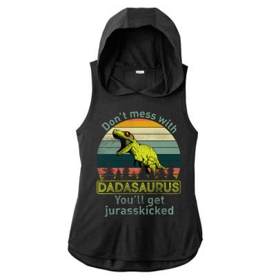 Don't Mess With Dadasaurus Ladies PosiCharge Tri-Blend Wicking Draft Hoodie Tank