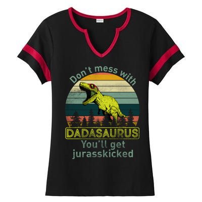 Don't Mess With Dadasaurus Ladies Halftime Notch Neck Tee