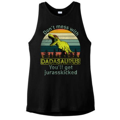 Don't Mess With Dadasaurus Ladies PosiCharge Tri-Blend Wicking Tank