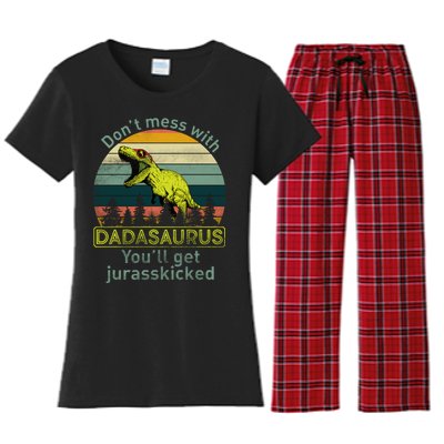 Don't Mess With Dadasaurus Women's Flannel Pajama Set