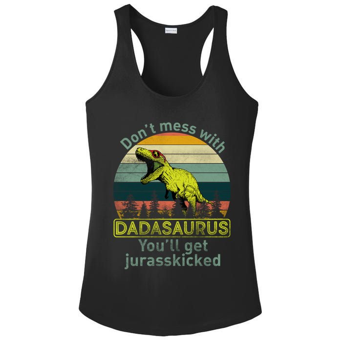 Don't Mess With Dadasaurus Ladies PosiCharge Competitor Racerback Tank