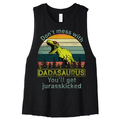 Don't Mess With Dadasaurus Women's Racerback Cropped Tank