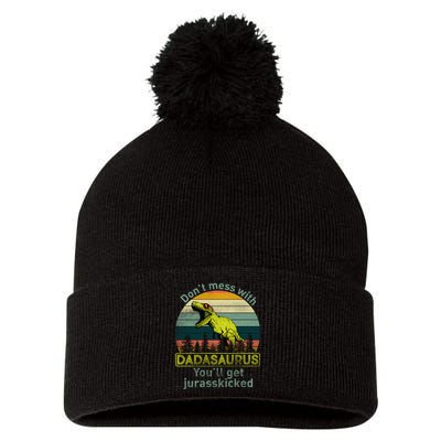 Don't Mess With Dadasaurus Pom Pom 12in Knit Beanie