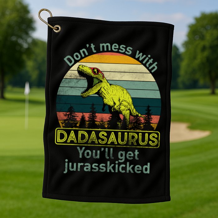 Don't Mess With Dadasaurus Golf Towel