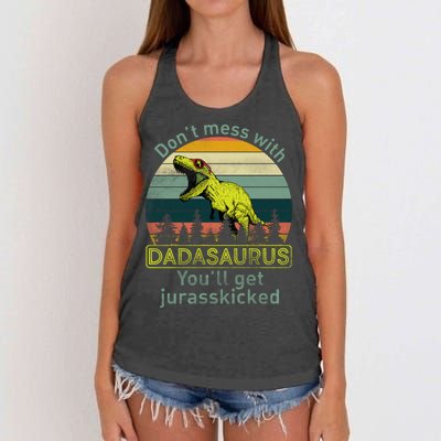 Don't Mess With Dadasaurus Women's Knotted Racerback Tank