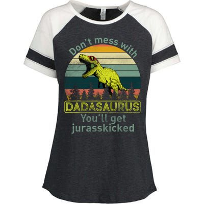 Don't Mess With Dadasaurus Enza Ladies Jersey Colorblock Tee