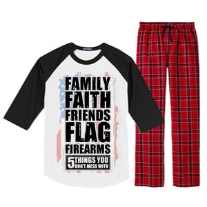 Don't Mess With Family Faith Friends Flag Firearms Raglan Sleeve Pajama Set