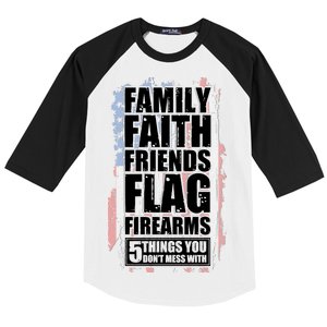 Don't Mess With Family Faith Friends Flag Firearms Baseball Sleeve Shirt