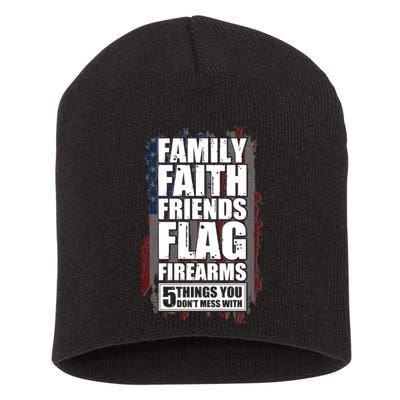 Don't Mess With Family Faith Friends Flag Firearms Short Acrylic Beanie