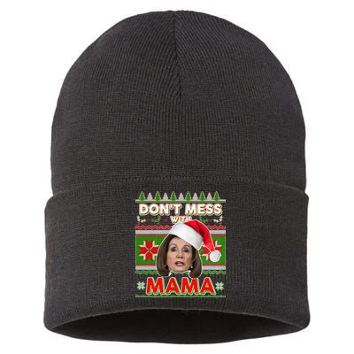 Don't Mess With Mama Pelosi Ugly Christmas Sweater Sustainable Knit Beanie