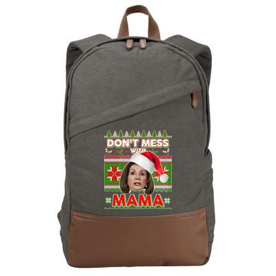 Don't Mess With Mama Pelosi Ugly Christmas Sweater Cotton Canvas Backpack