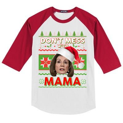 Don't Mess With Mama Pelosi Ugly Christmas Sweater Kids Colorblock Raglan Jersey