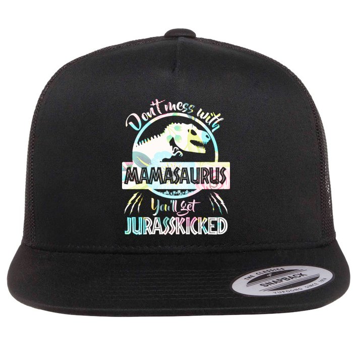 Don't Mess With Mamasaurus Flat Bill Trucker Hat