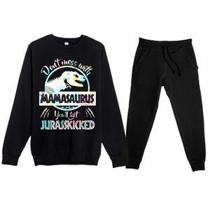 Don't Mess With Mamasaurus Premium Crewneck Sweatsuit Set