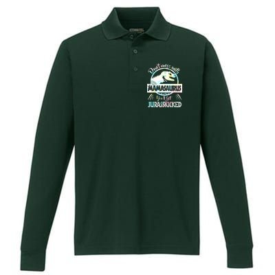 Don't Mess With Mamasaurus Performance Long Sleeve Polo