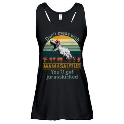 Don't Mess With Mamasaurus Jurrasskicked Ladies Essential Flowy Tank