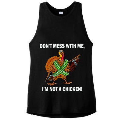 Don't Mess With Me I'm Not A Chicken Turkey Gun Ladies PosiCharge Tri-Blend Wicking Tank