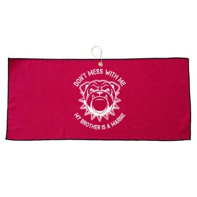 Don't Mess With Me My Brother Is A Marine Bulldog Large Microfiber Waffle Golf Towel