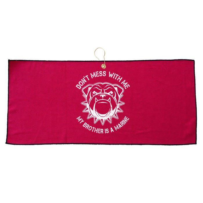 Don't Mess With Me My Brother Is A Marine Bulldog Large Microfiber Waffle Golf Towel
