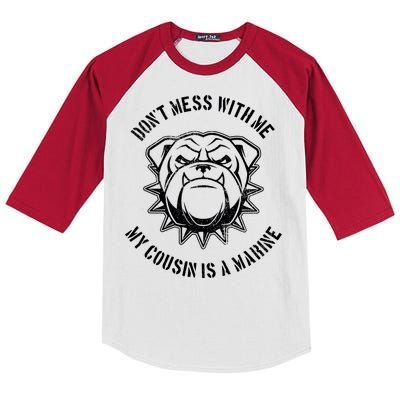 Don't Mess With Me My Cousin Is A Marine Kids Colorblock Raglan Jersey