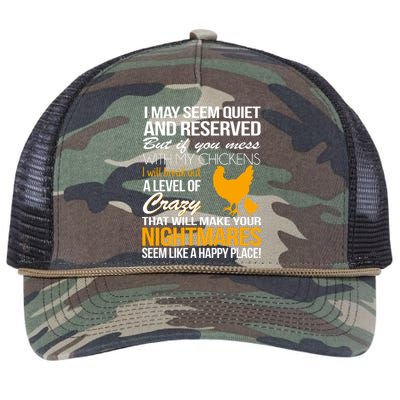 Don't Mess With My Chickens Retro Rope Trucker Hat Cap