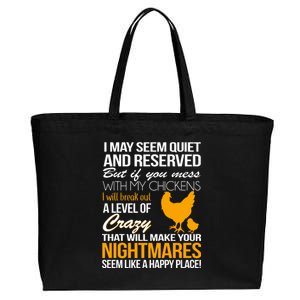 Don't Mess With My Chickens Cotton Canvas Jumbo Tote