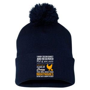 Don't Mess With My Chickens Pom Pom 12in Knit Beanie