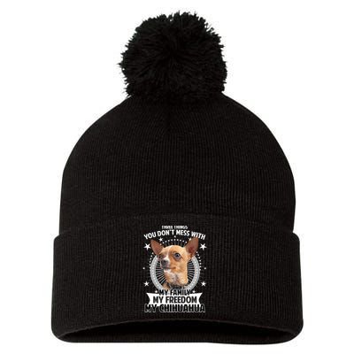Don't Mess With My Chihuahua Pom Pom 12in Knit Beanie