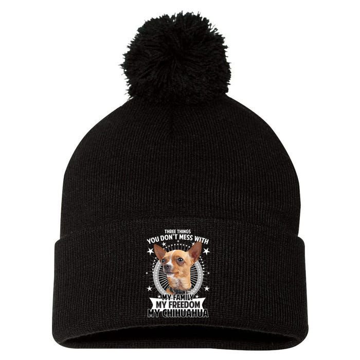 Don't Mess With My Chihuahua Pom Pom 12in Knit Beanie